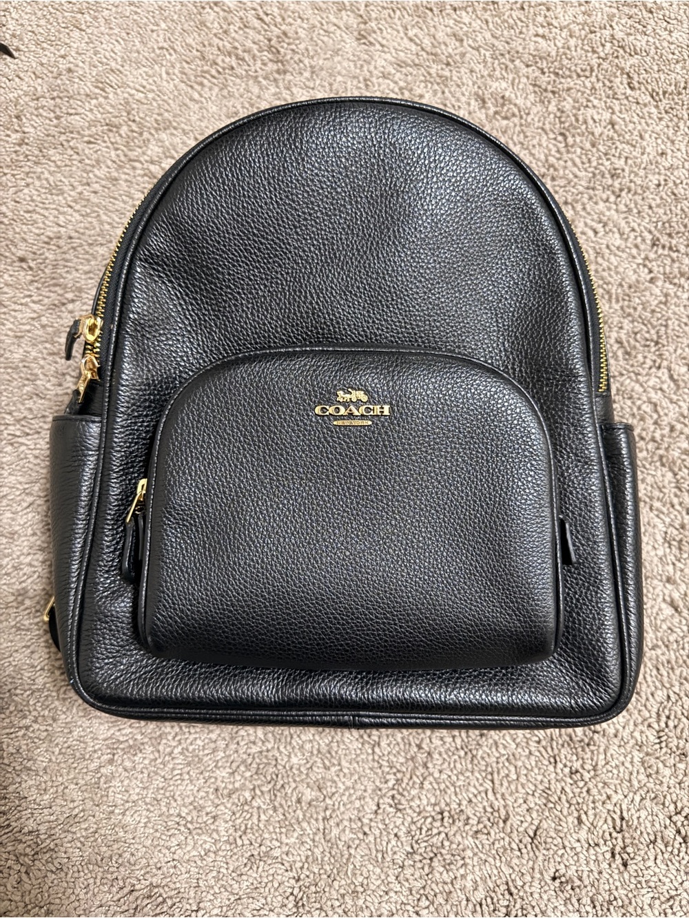 Coach Black Pebbled Leather Backpack Gold Hardware Large